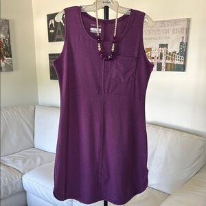 Columbia Rich Purple Sleeveless Dress with FREE Vintage Necklace Size Med.